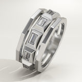 0.67 TCW Baguette Lab-Grown Diamond Five Stone Setting Wedding Band