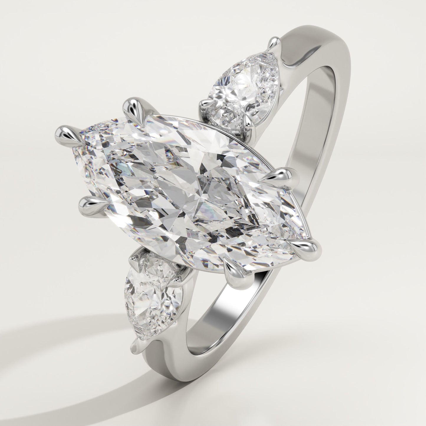 Marquise Cut Three stone Lab-Grown Diamond Engagement Ring