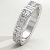 0.44 TCW Baguette Cut Lab-Grown Diamond Half Eternity Bezel Wedding Band