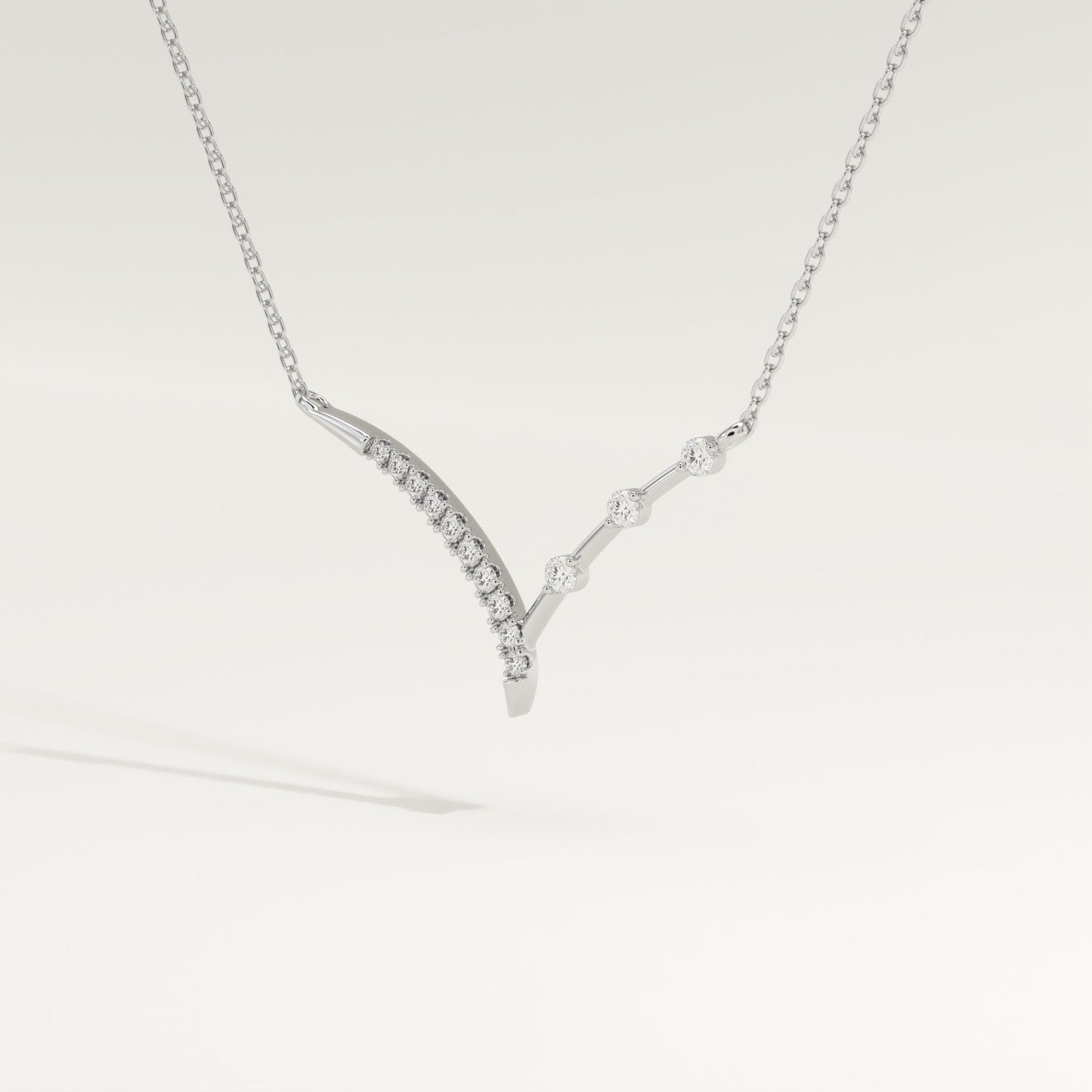 0.128 TCW Round Lab-Grown Diamond Half Chevron Necklace