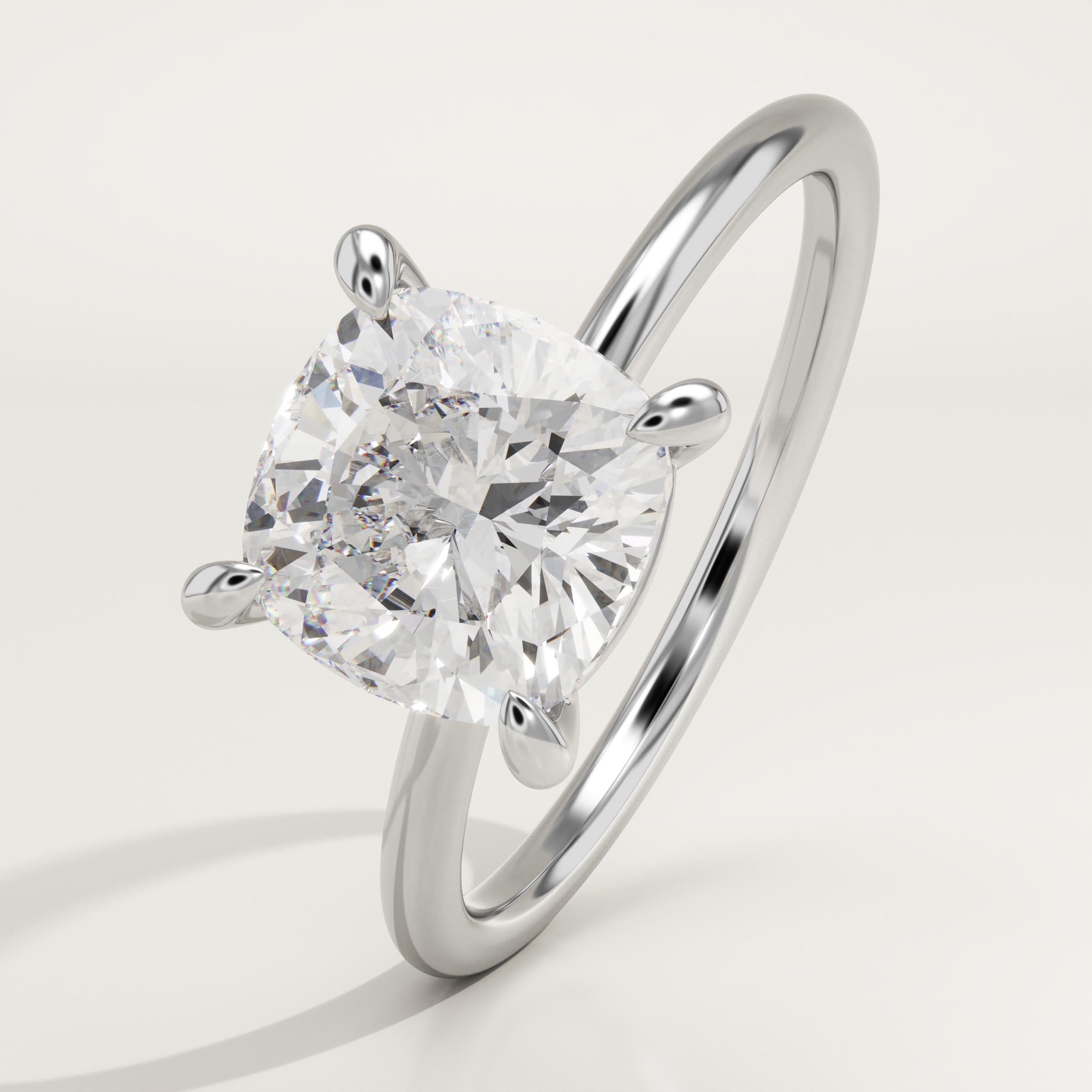 2.0 CT Cushion Cut Solitaire Lab-Grown Diamond Engagement Ring