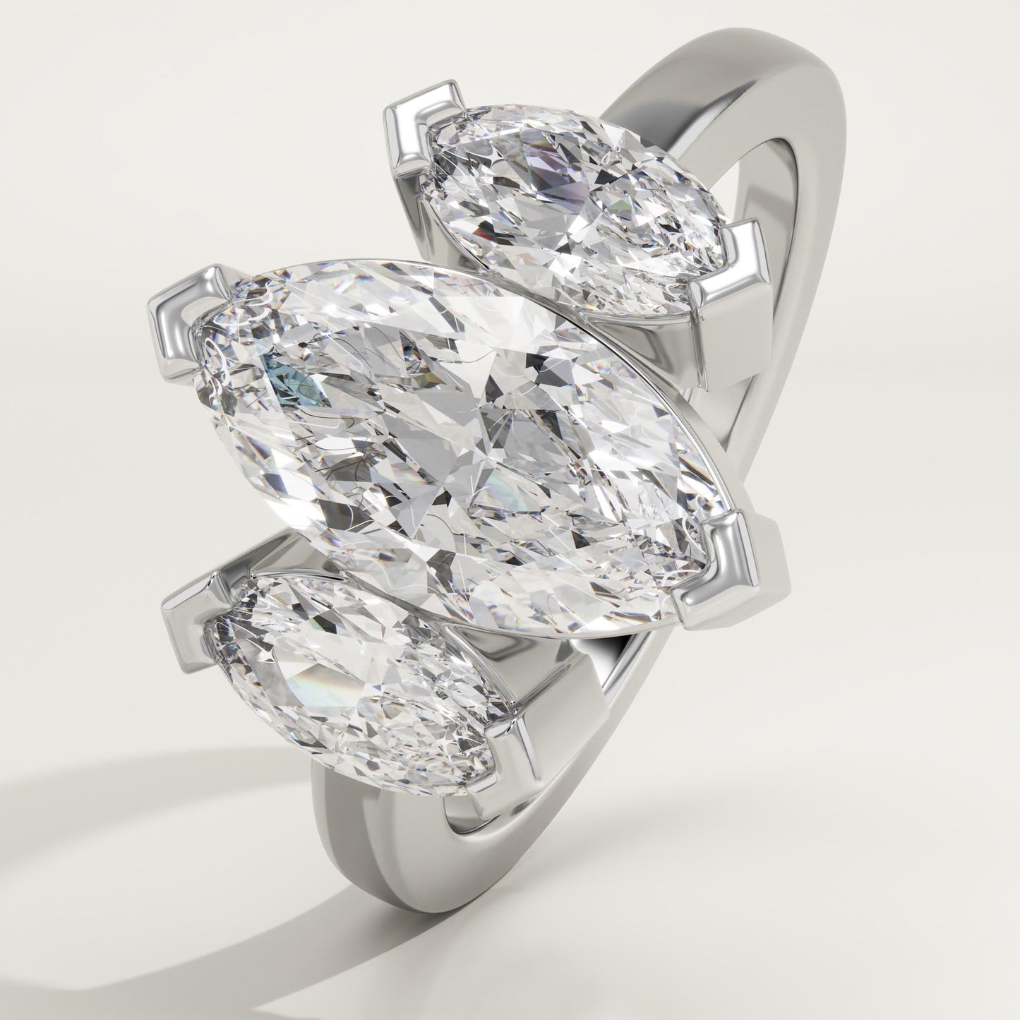 Marquise Cut Three Stone Lab-Grown Diamond Engagement Ring