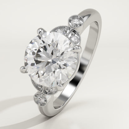 Round Cut Vintage Art Deco Lab-Grown Diamond Engagement Ring