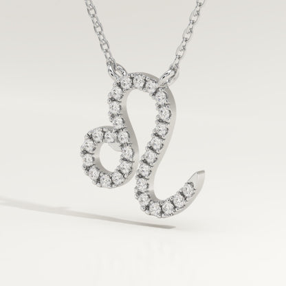 0.14 TCW Round Lab-Grown Diamond Leo Zodiac Necklace