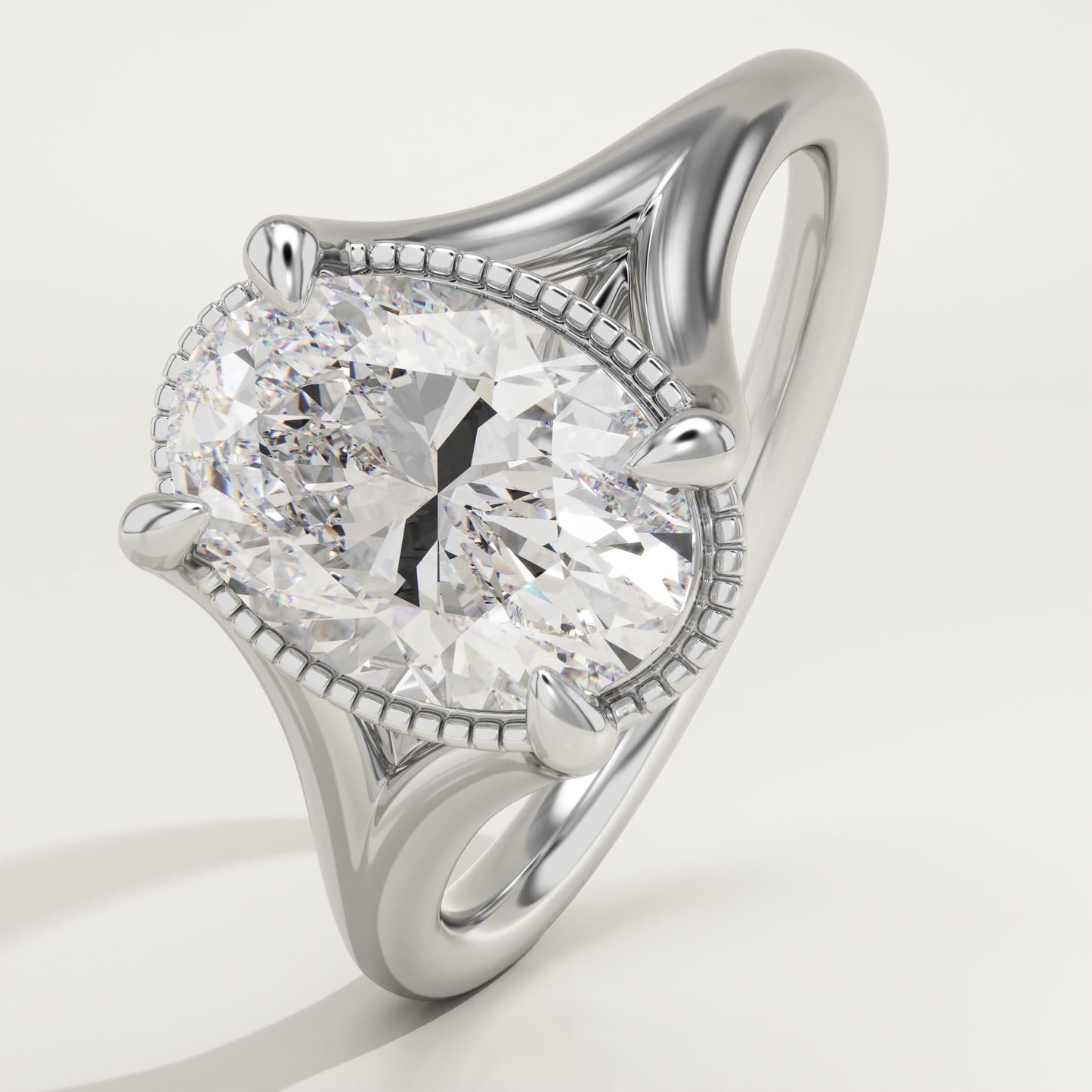 Oval Cut Split Shank Lab-Grown Diamond Engagement Ring