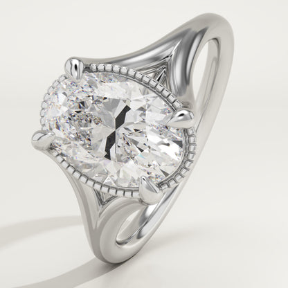 Oval Cut Split Shank Lab-Grown Diamond Engagement Ring