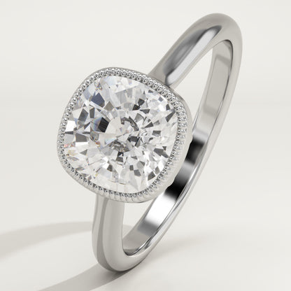 Cushion Cut Bezel Lab-Grown Diamond Engagement Ring