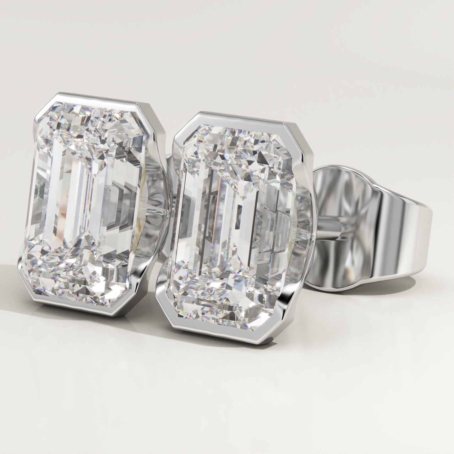 1 TCW Emerald Half Bezel Lab-Grown Diamond Stud Earrings