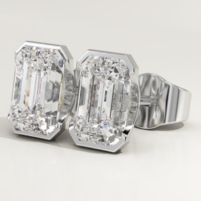 1 TCW Emerald Half Bezel Lab-Grown Diamond Stud Earrings