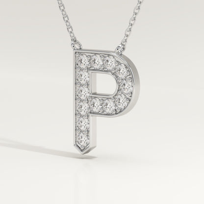 0.39 TCW Round Lab-Grown Diamond P Initial Necklace