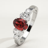 0.17 CT Oval Cut Cluster January-Garnet Birthstone Engagement Ring