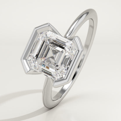 Asscher Cut Half Bezel Lab-Grown Diamond Engagement Ring