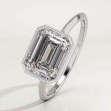 1.5 CT East West Emerald Cut Bezel Lab-Grown Diamond Engagement Ring