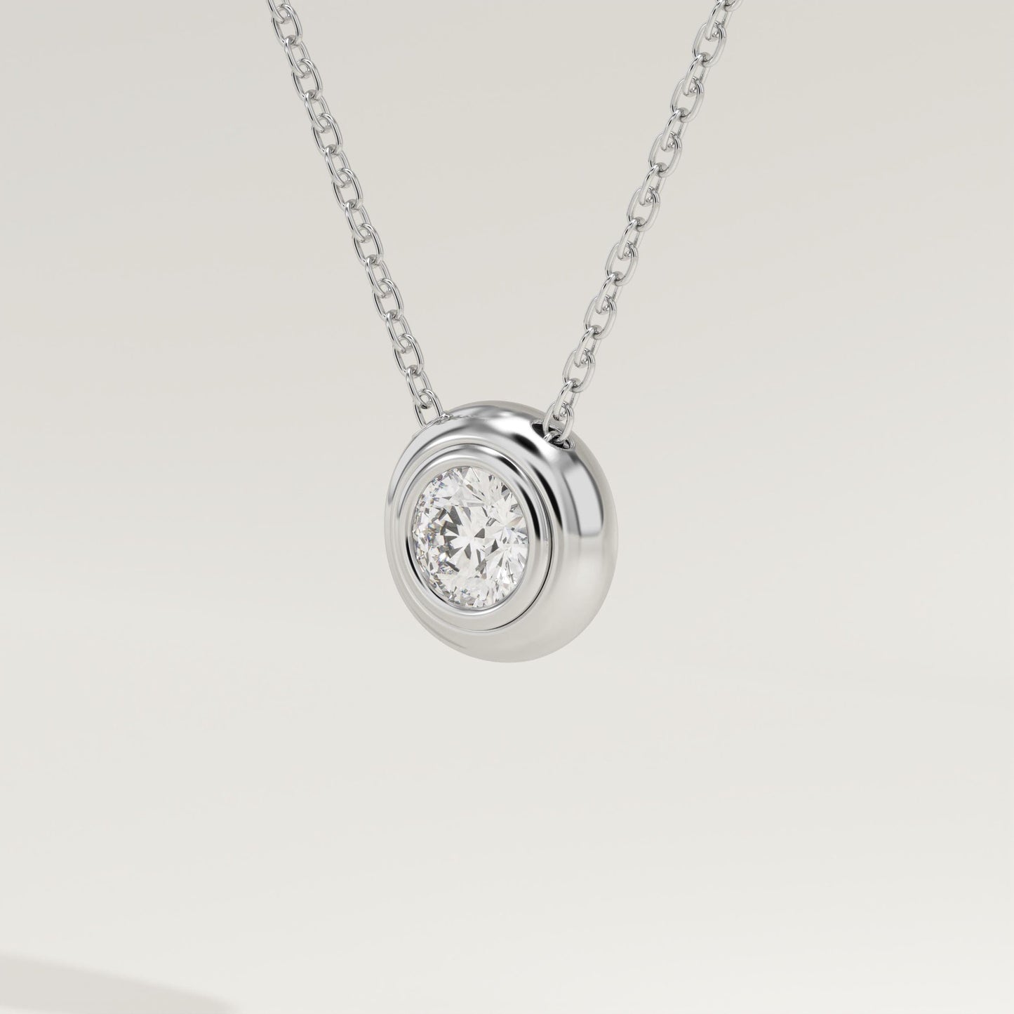 0.28 CT Round Lab-Grown Diamond Solitaire Bezel Necklace