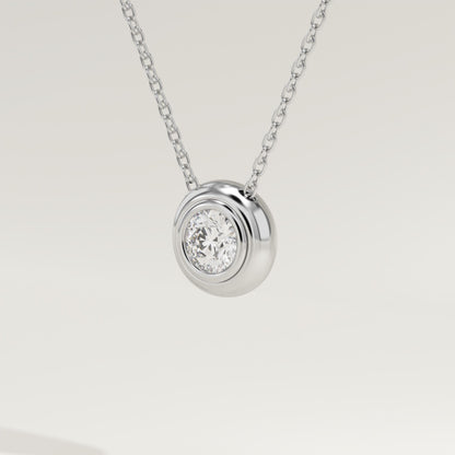 0.28 CT Round Lab-Grown Diamond Solitaire Bezel Necklace