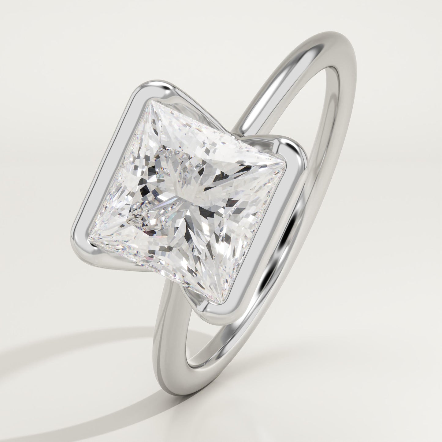 Princess Cut Half Bezel Lab-Grown Diamond Engagement Ring