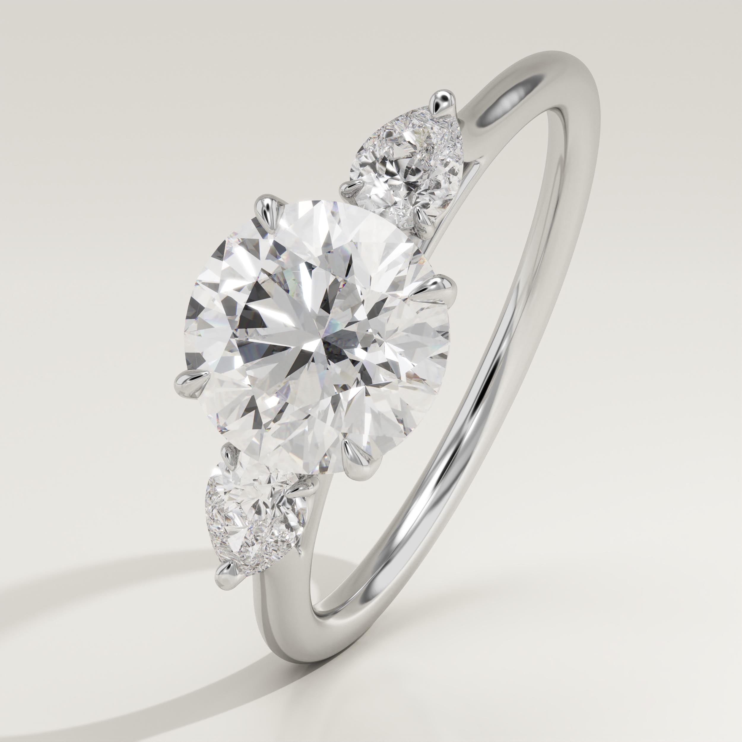 1.5 CT Round Cut Three Stone Lab-Grown Diamond Engagement Ring