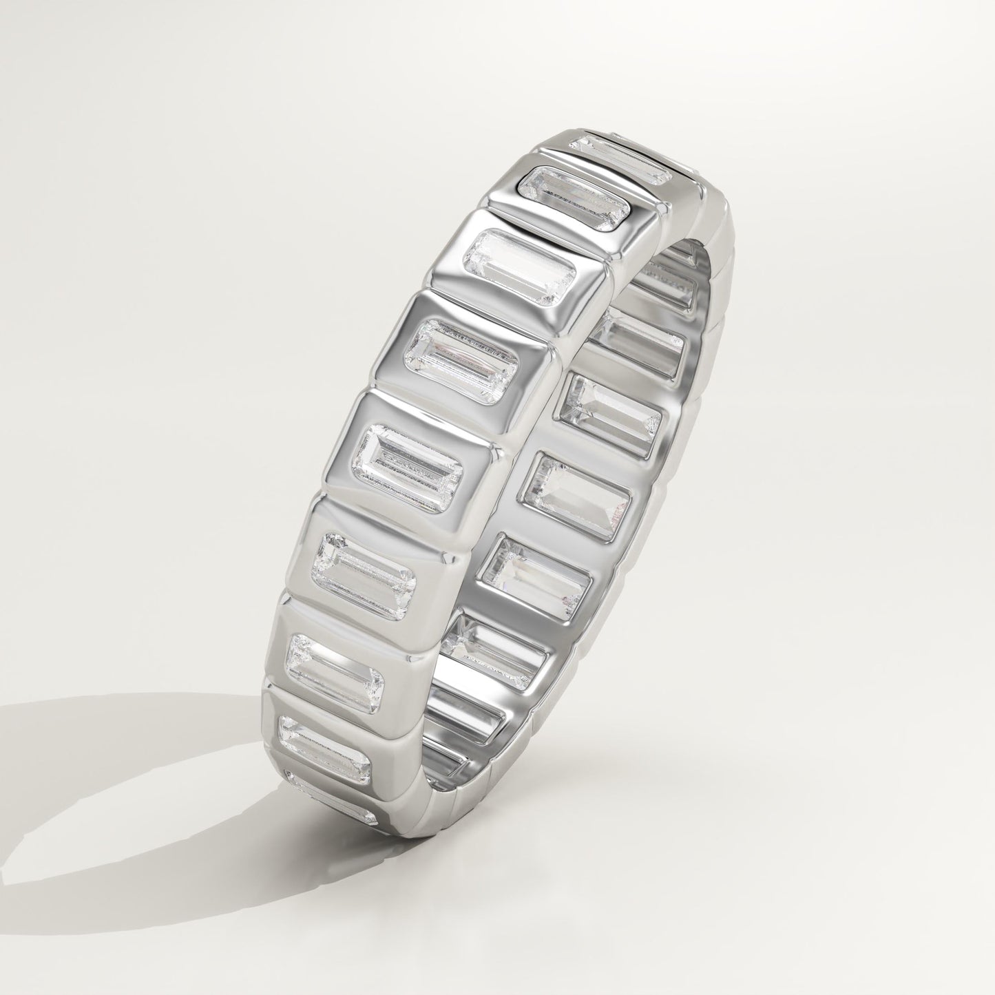 0.8 TCW Baguette Lab-Grown Diamond Full Eternity Bezel Wedding Band