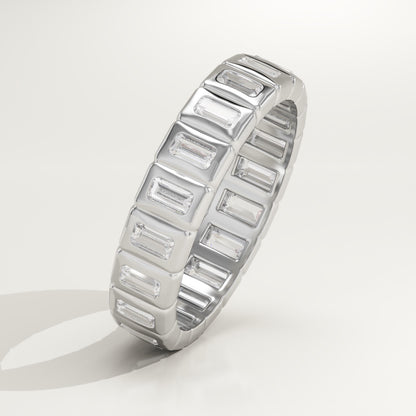 0.8 TCW Baguette Lab-Grown Diamond Full Eternity Bezel Wedding Band