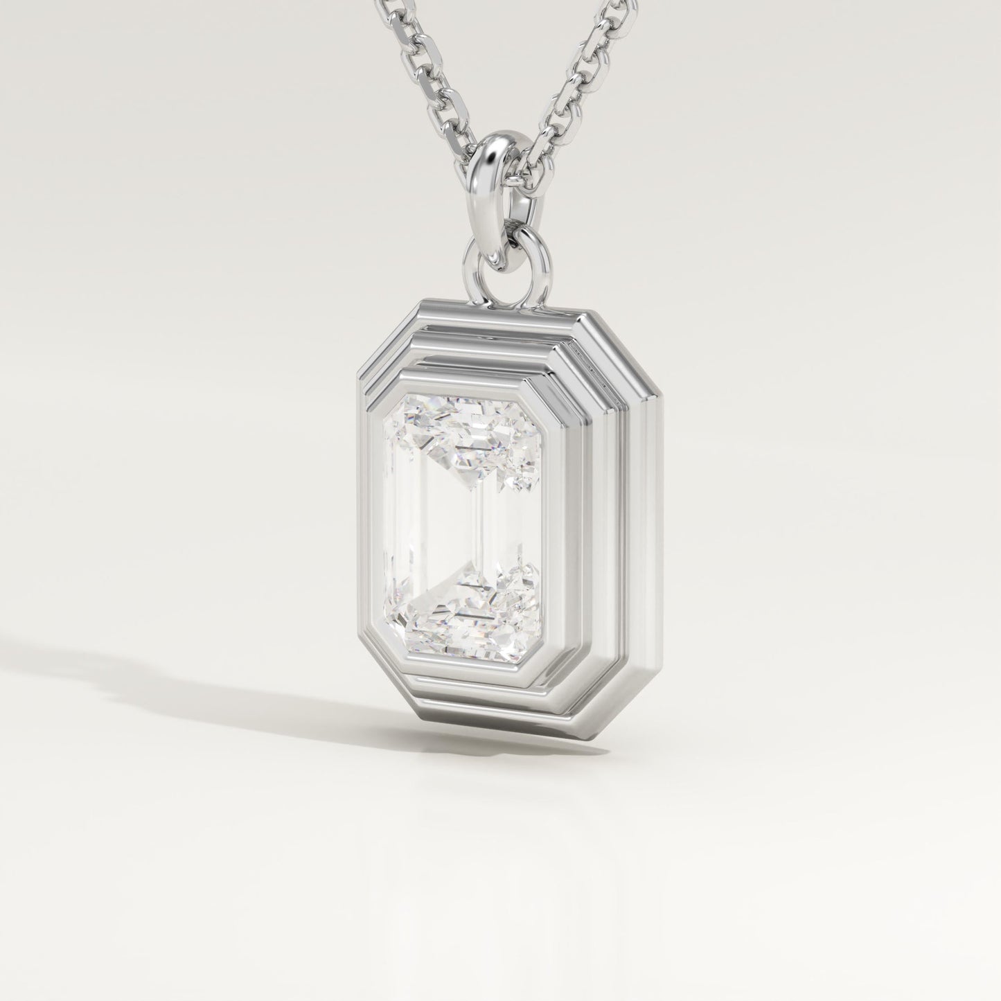 2 CT Emerald Lab-Grown Diamond Solitaire & Bezel Necklace