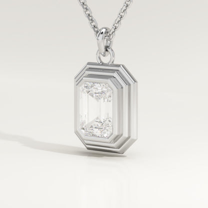 2 CT Emerald Lab-Grown Diamond Solitaire & Bezel Necklace