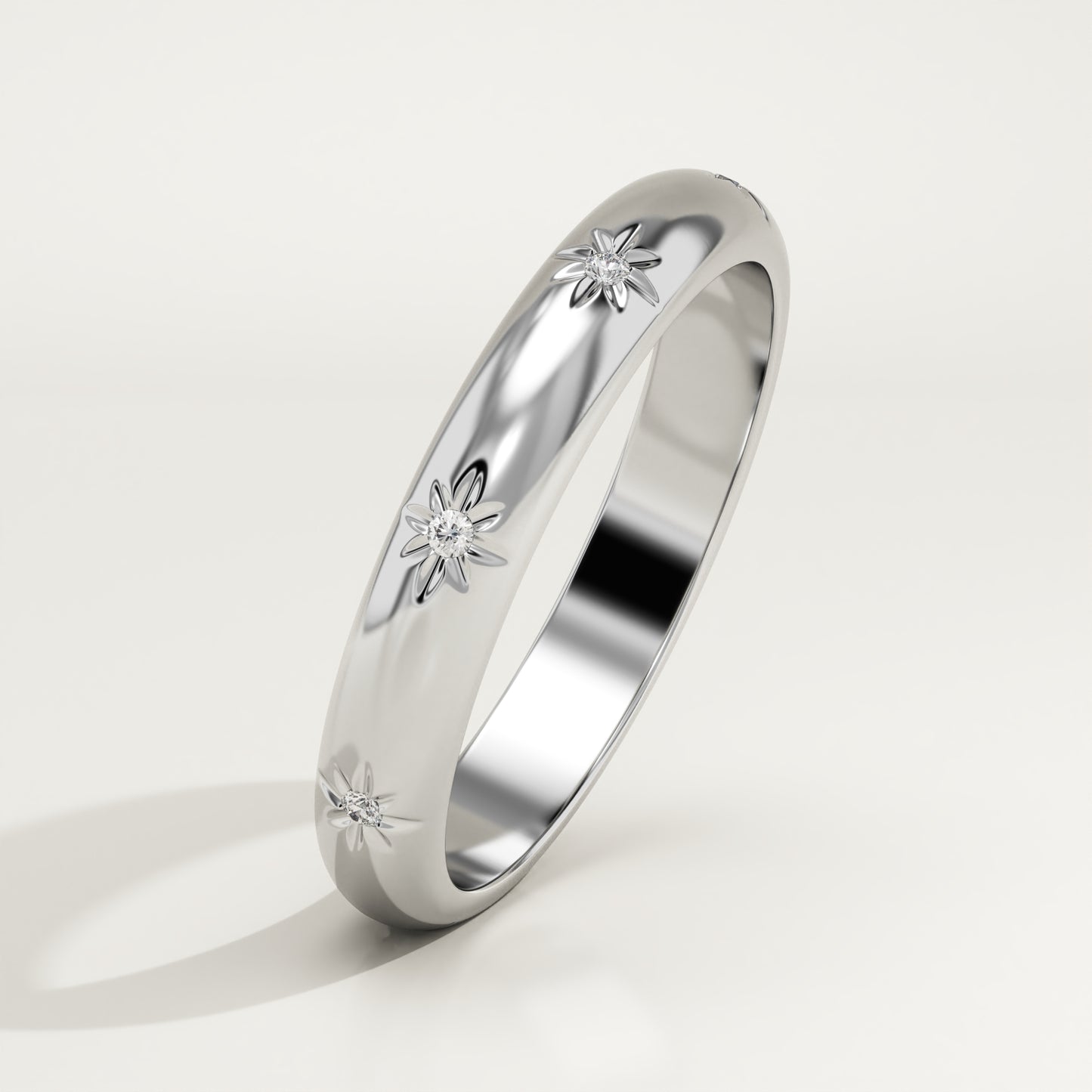 0.10 TCW Round Lab Grown Diamond Flush Setting Wedding Band (US Size 4.5 Ready To Ship)