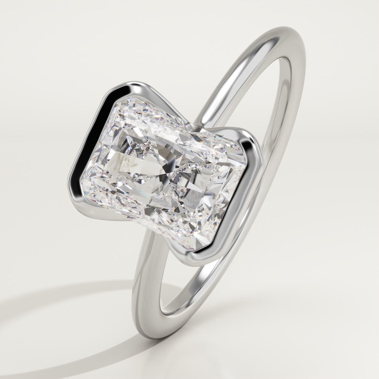 2 CT Radiant Cut Half Bezel Moissanite Engagement Ring