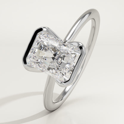 2 CT Radiant Cut Half Bezel Moissanite Engagement Ring