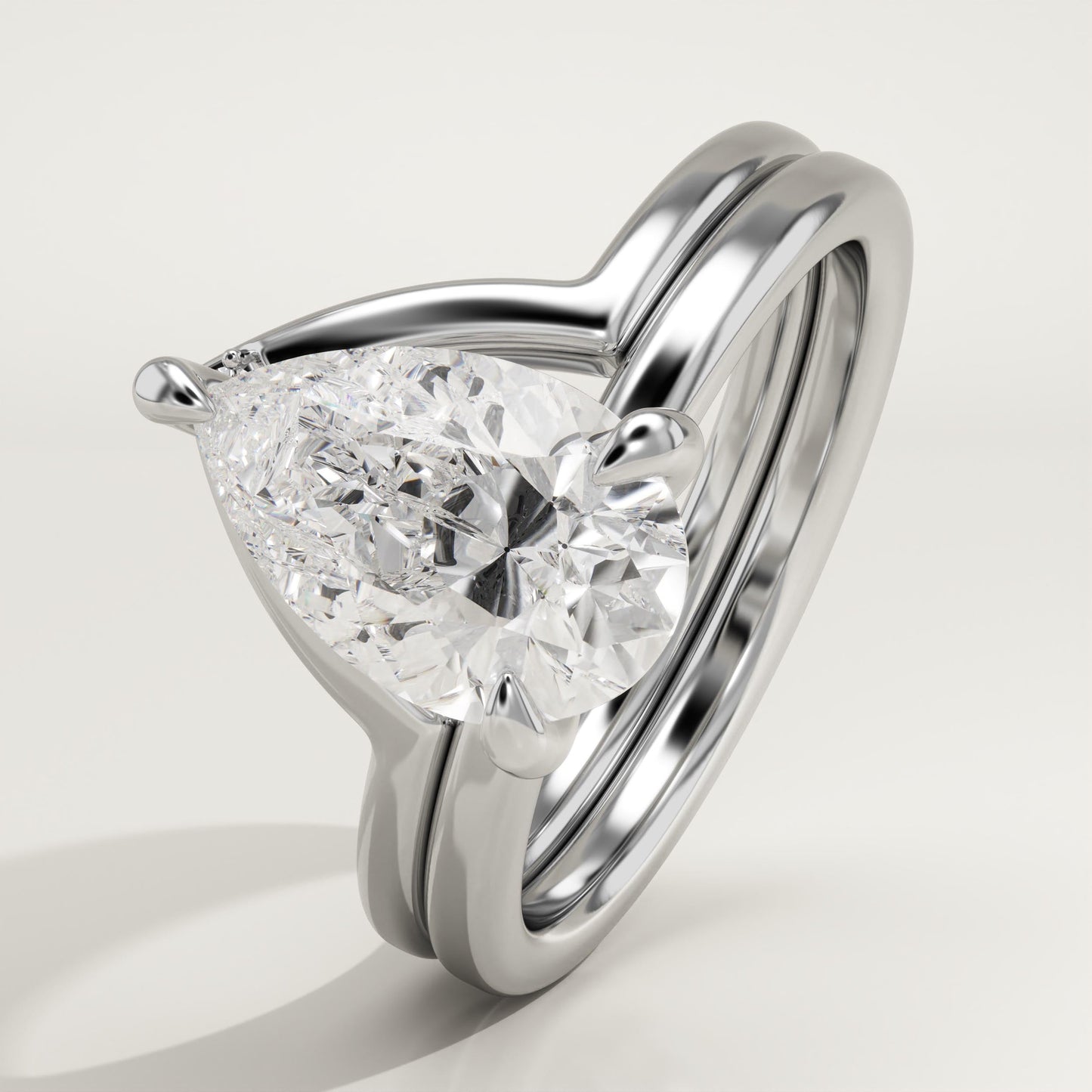 Pear Cut Solitaire Lab-Grown Diamond Bridal Set