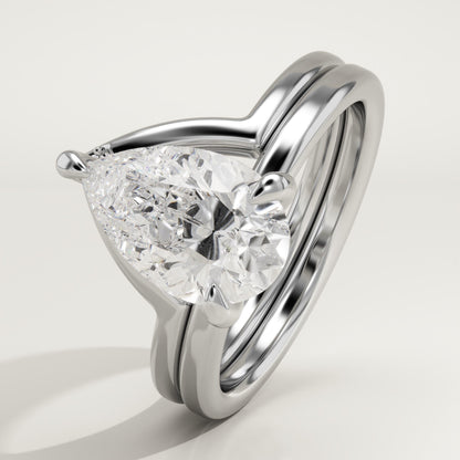 Pear Cut Solitaire Lab-Grown Diamond Bridal Set