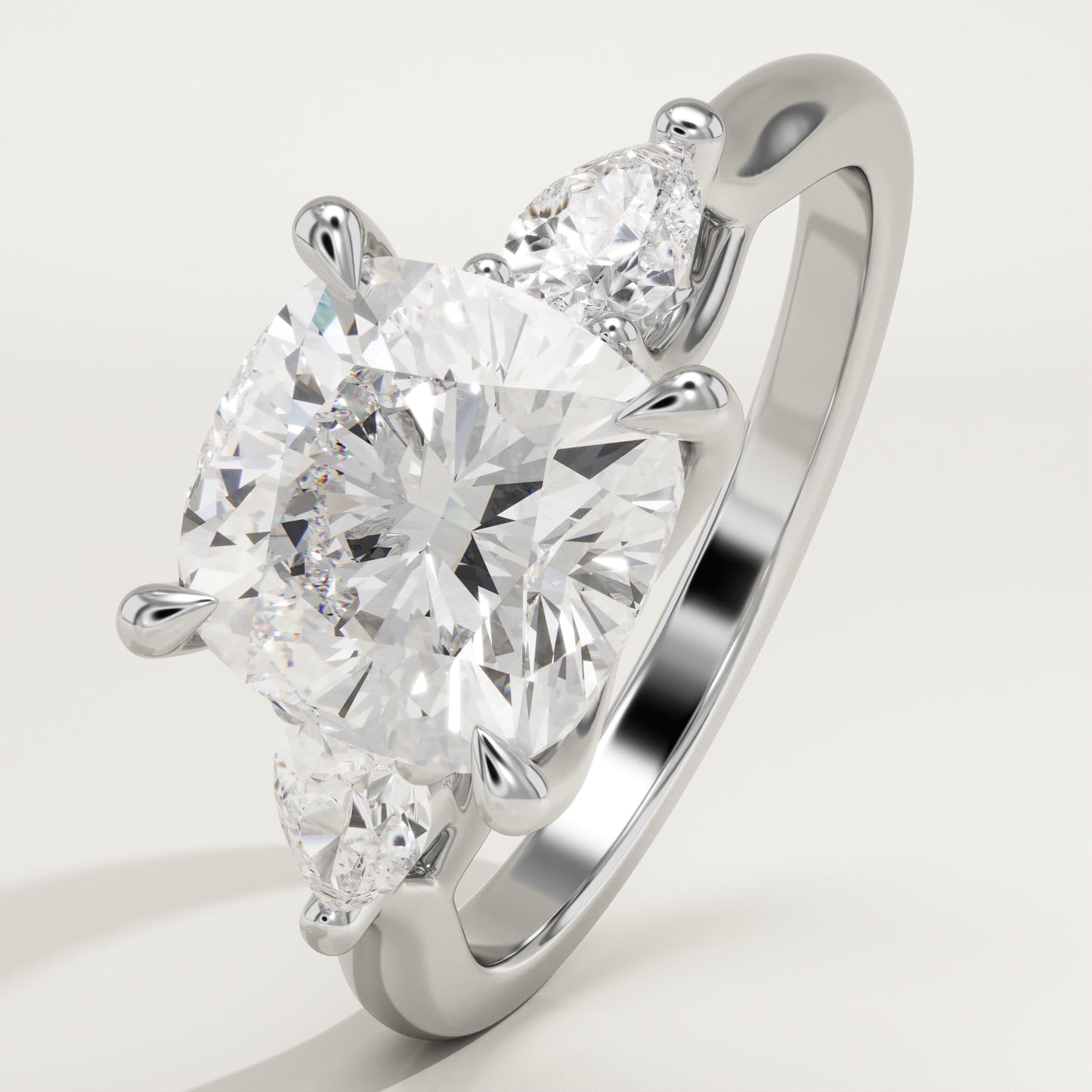 Cushion Cut Three Stone Lab-Grown Diamond Engagement Ring