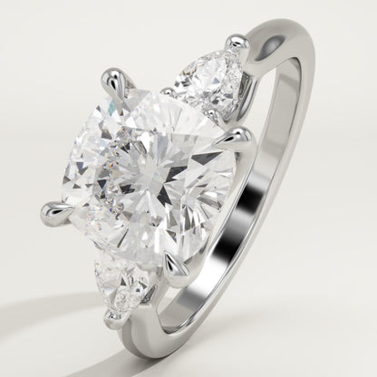 Cushion Cut Three Stone Lab-Grown Diamond Engagement Ring