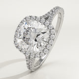 2.0 CT Cushion Cut Halo & Pave Lab-Grown Diamond Engagement Ring