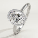 2.0 CT Oval Cut Bezel Lab-Grown Diamond Engagement Ring