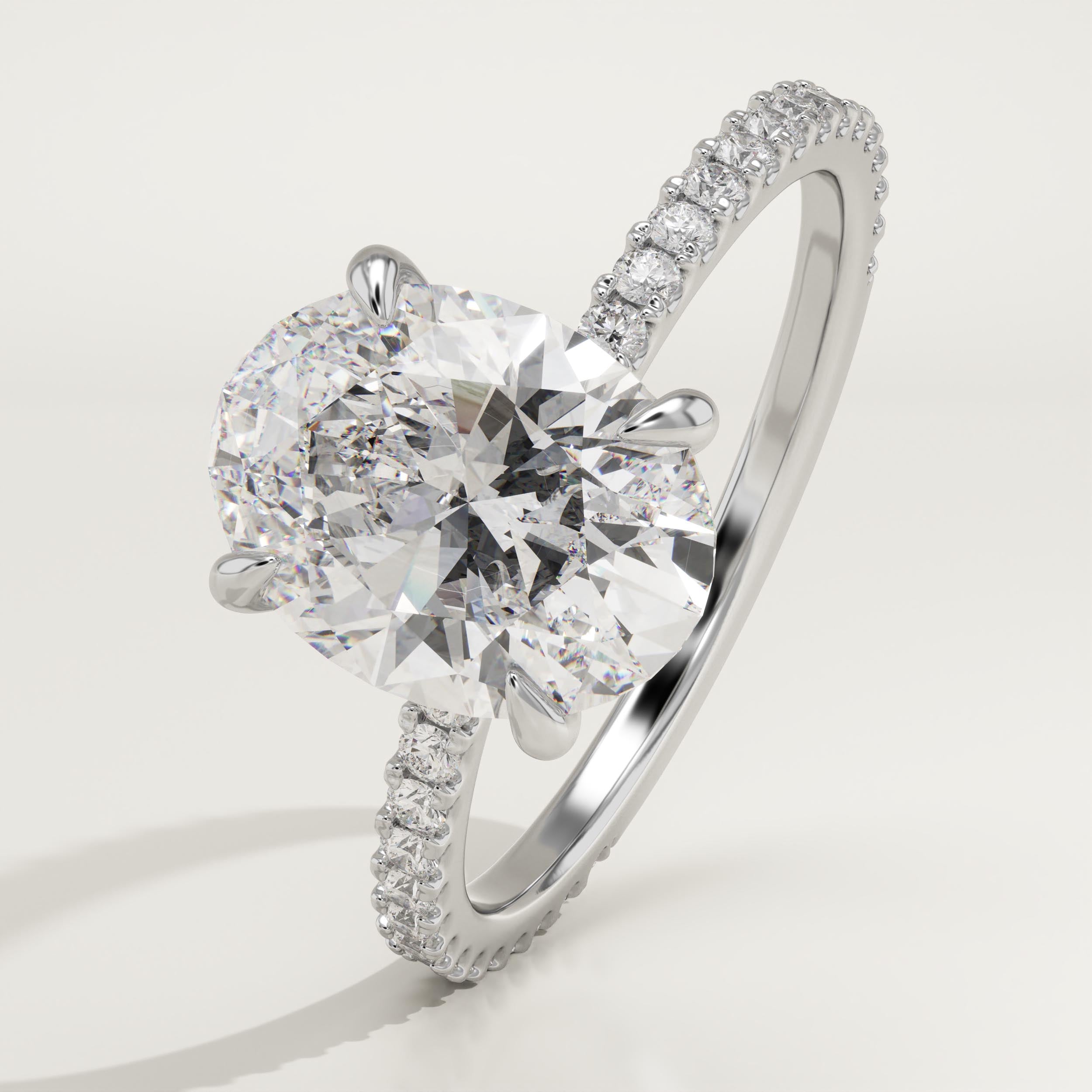 2.0 CT Oval Cut Pave Lab-Grown Diamond Engagement Ring