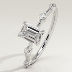 1.0 CT Emerald Cut Dainty Pave Lab-Grown Diamond Engagement Ring