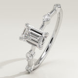 1.0 CT Emerald Cut Dainty Pave Lab-Grown Diamond Engagement Ring