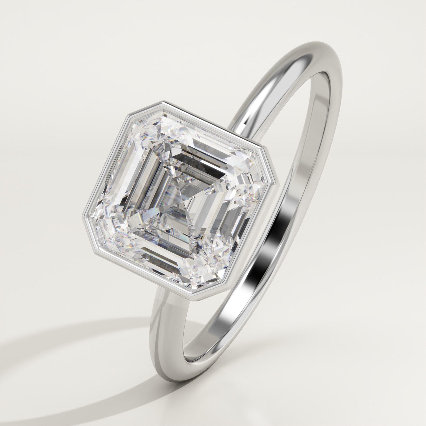 Asscher Cut Bezel Lab-Grown Diamond Engagement Ring