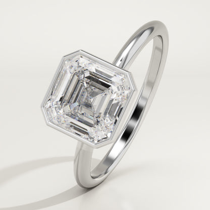 Asscher Cut Bezel Lab-Grown Diamond Engagement Ring