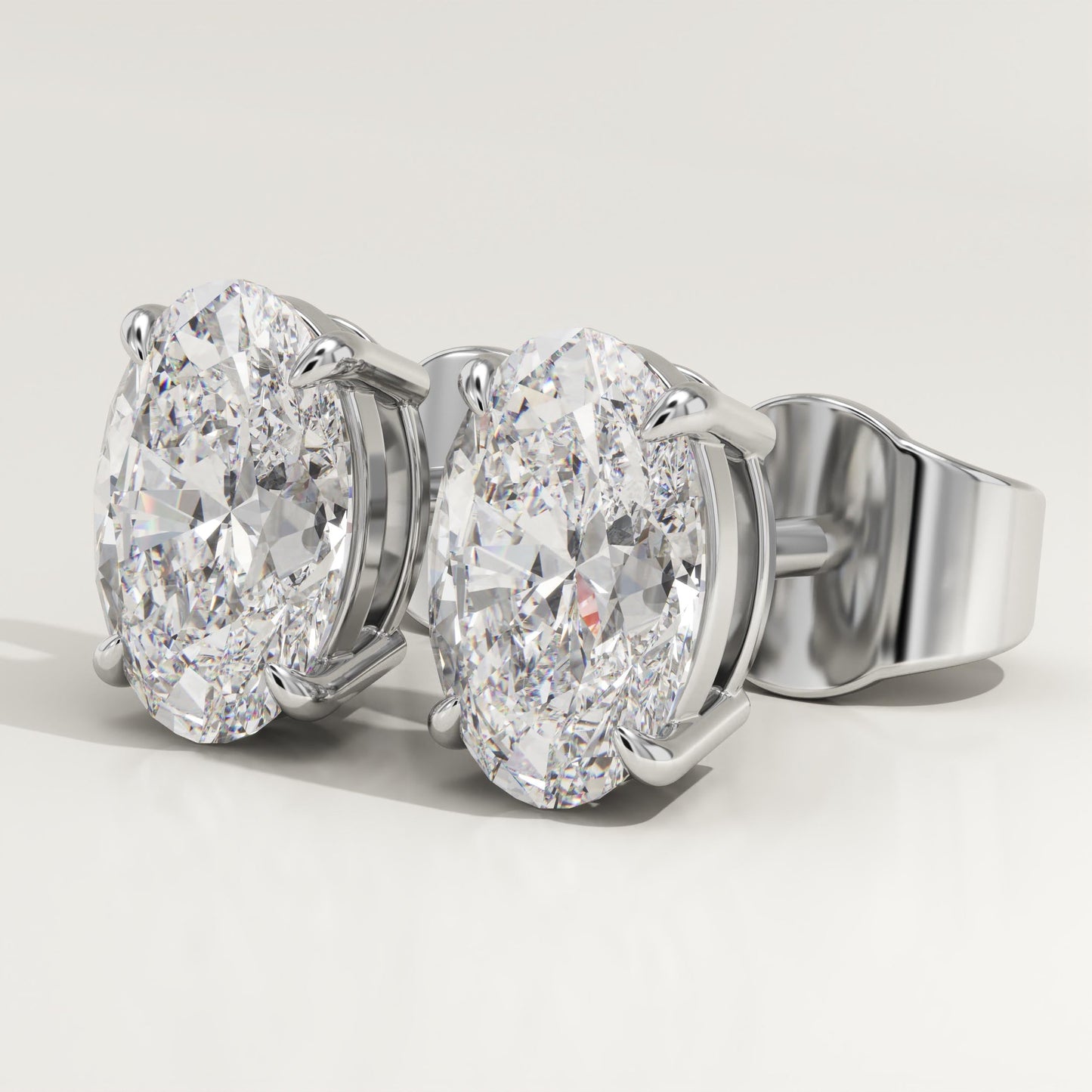 1 TCW Oval Lab-Grown Diamond Stud Earrings