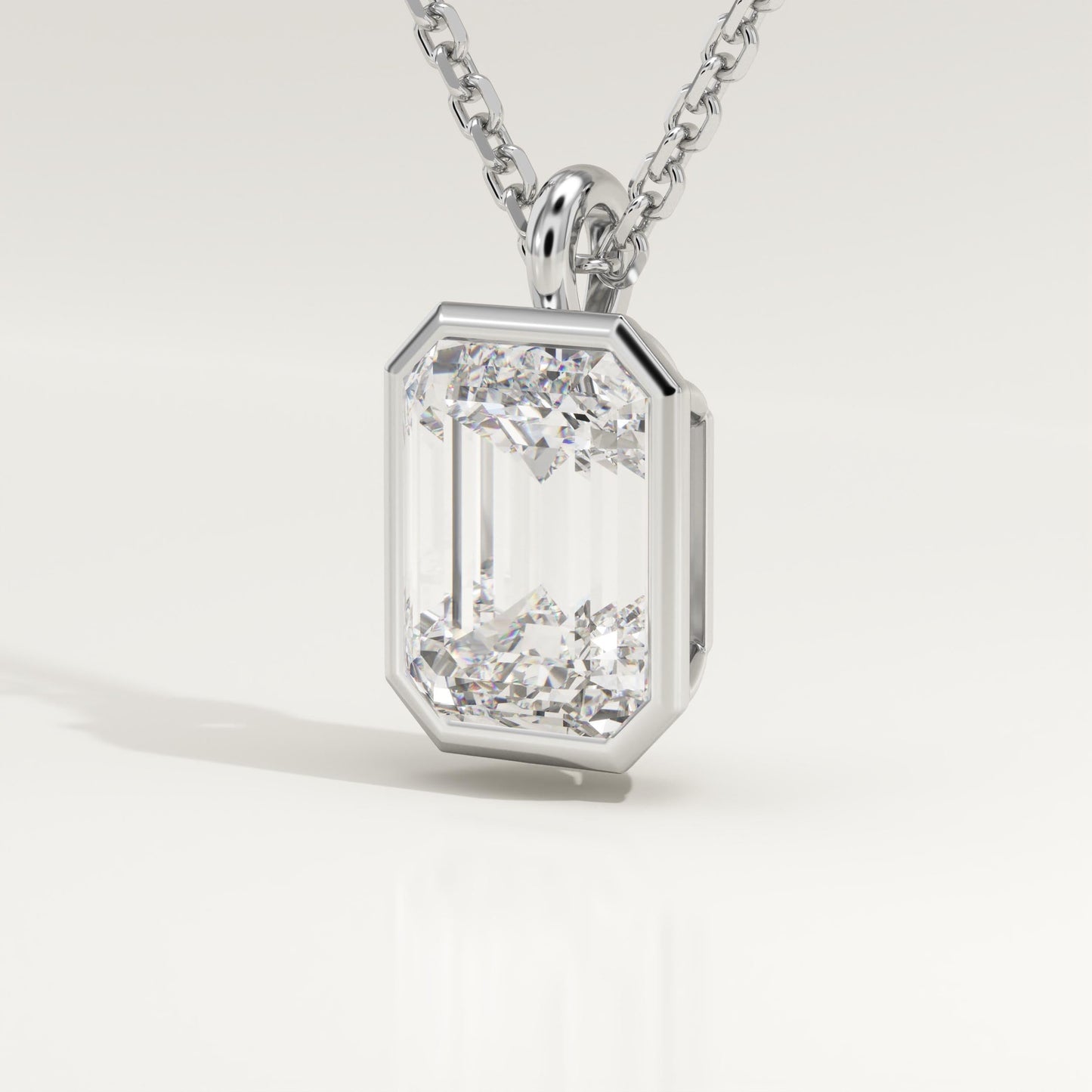 2 CT Emerald Lab-Grown Diamond Solitaire & Bezel Necklace