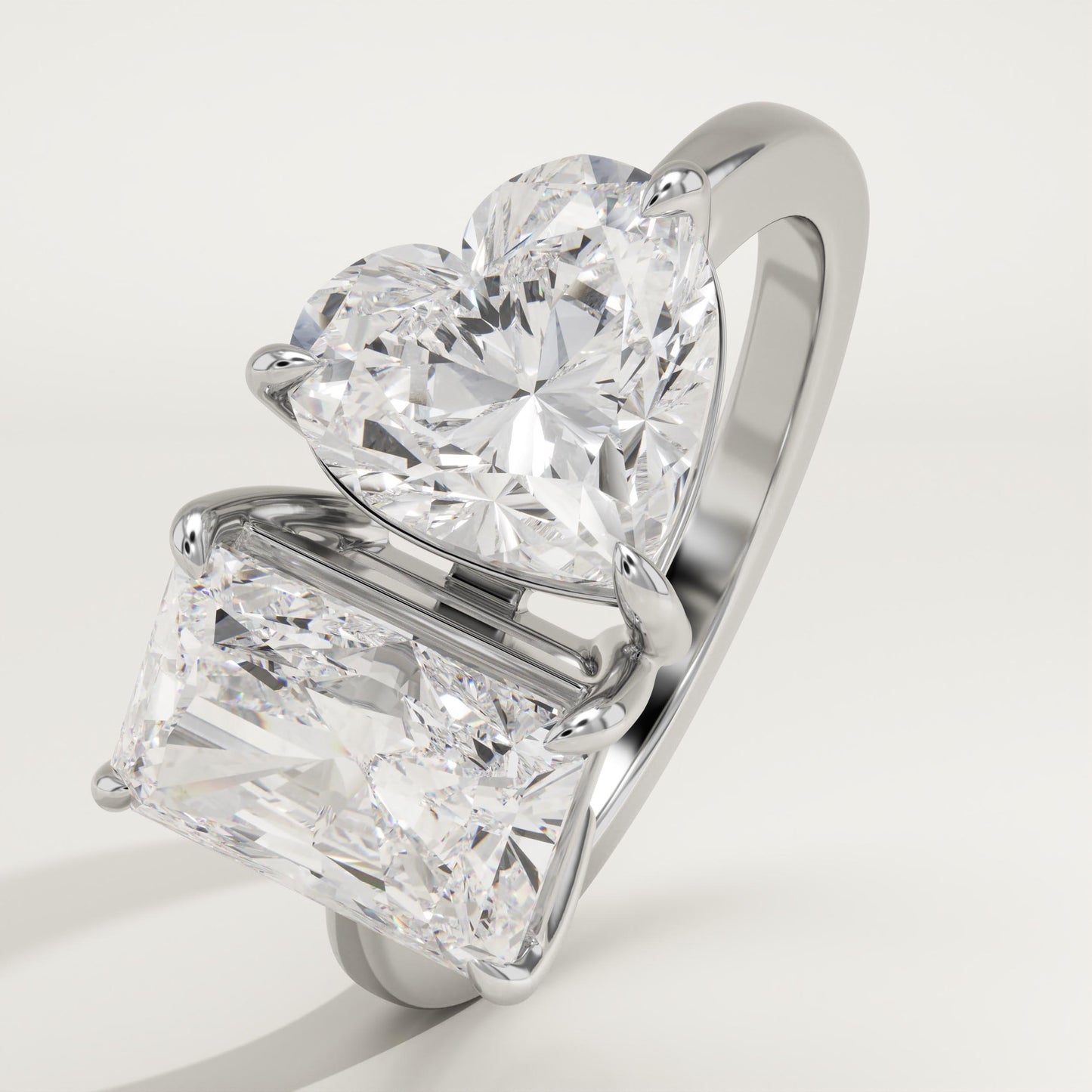 4.75 TCW Radiant & Heart Cut Toi Et Moi Lab-Grown Diamond Engagement Ring