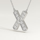 0.31 TCW Round Lab-Grown Diamond X Initial Necklace