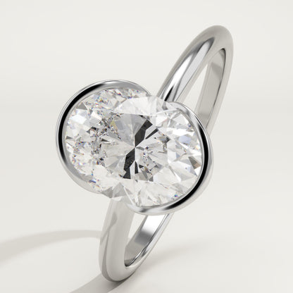 Oval Cut Half Bezel Lab-Grown Diamond Engagement Ring