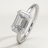 2.0 CT Emerald Cut Half Bezel Lab-Grown Diamond Engagement Ring