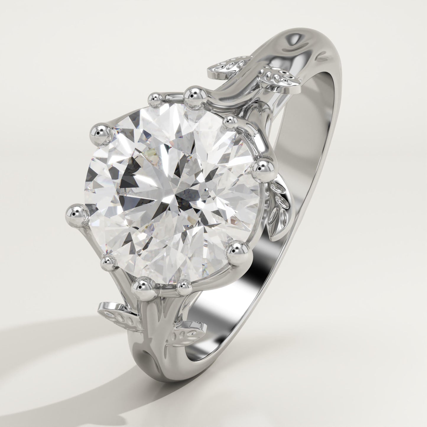 Round Cut Nature Inspired Lab-Grown Diamond Engagement Ring