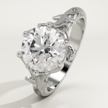 Round Cut Nature Inspired Lab-Grown Diamond Engagement Ring
