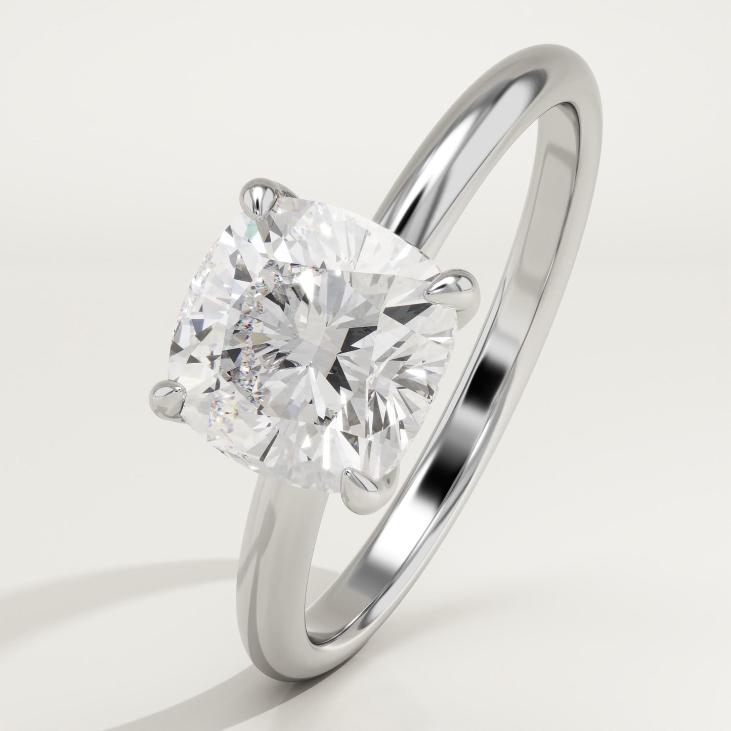 1.75 CT Cushion Cut Solitaire Moissanite Engagement Ring