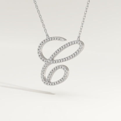 0.144 TCW Round Lab-Grown Diamond C Initial Necklace