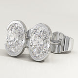 1 TCW Oval Half Bezel Lab-Grown Diamond Stud Earrings